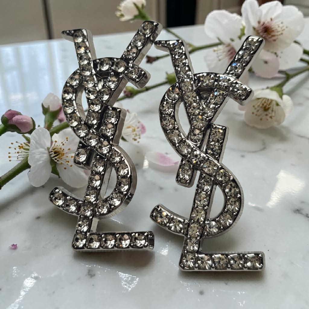 Silver Logo Charm Earrings