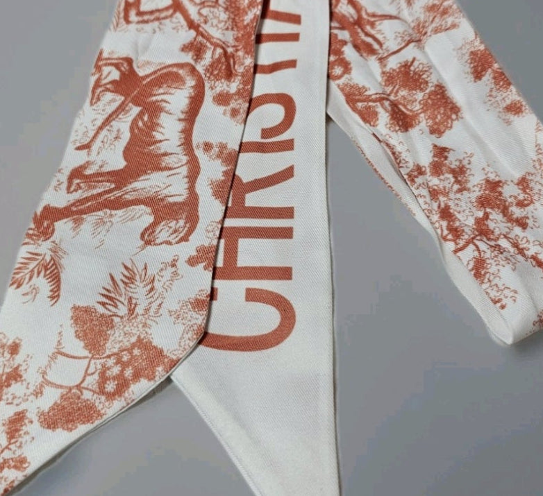 CD Bag Scarf Pink Toile de Jouy Boutique Curated Like New 100% Silk