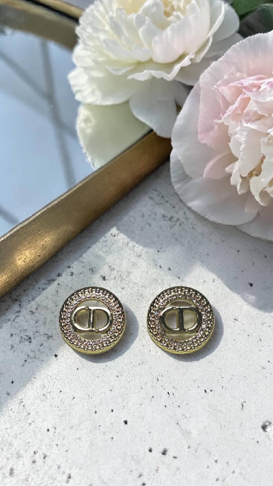 CD Gold Logo Charm Earrings