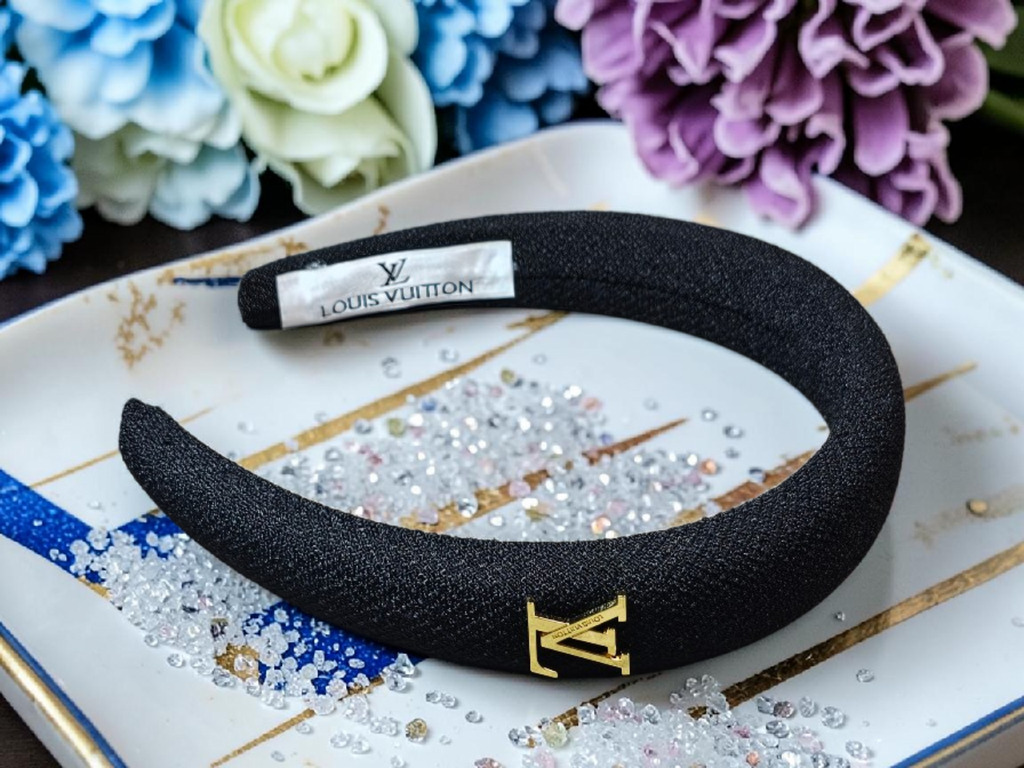 Louis Logo Charm Headband Black Denim Tagged