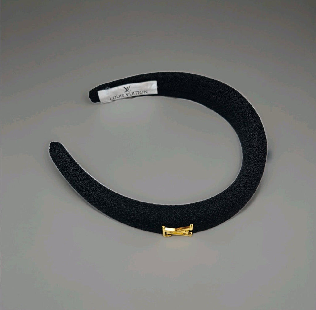 LV Logo Charm Headband Black Denim Tagged New