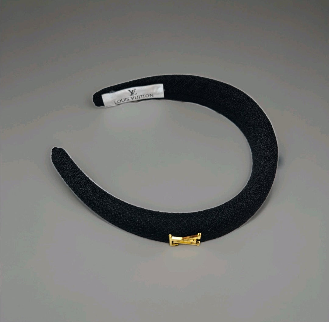 LV Logo Charm Headband Black Denim Tagged New