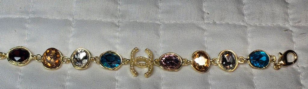 C Logo multicolor gemstone Link Bracelet