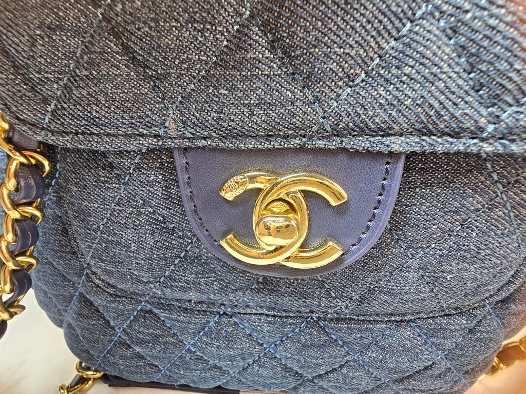 3 piece Quilted Denim Tote Bag, Wallet, and Single flap crossbody bag