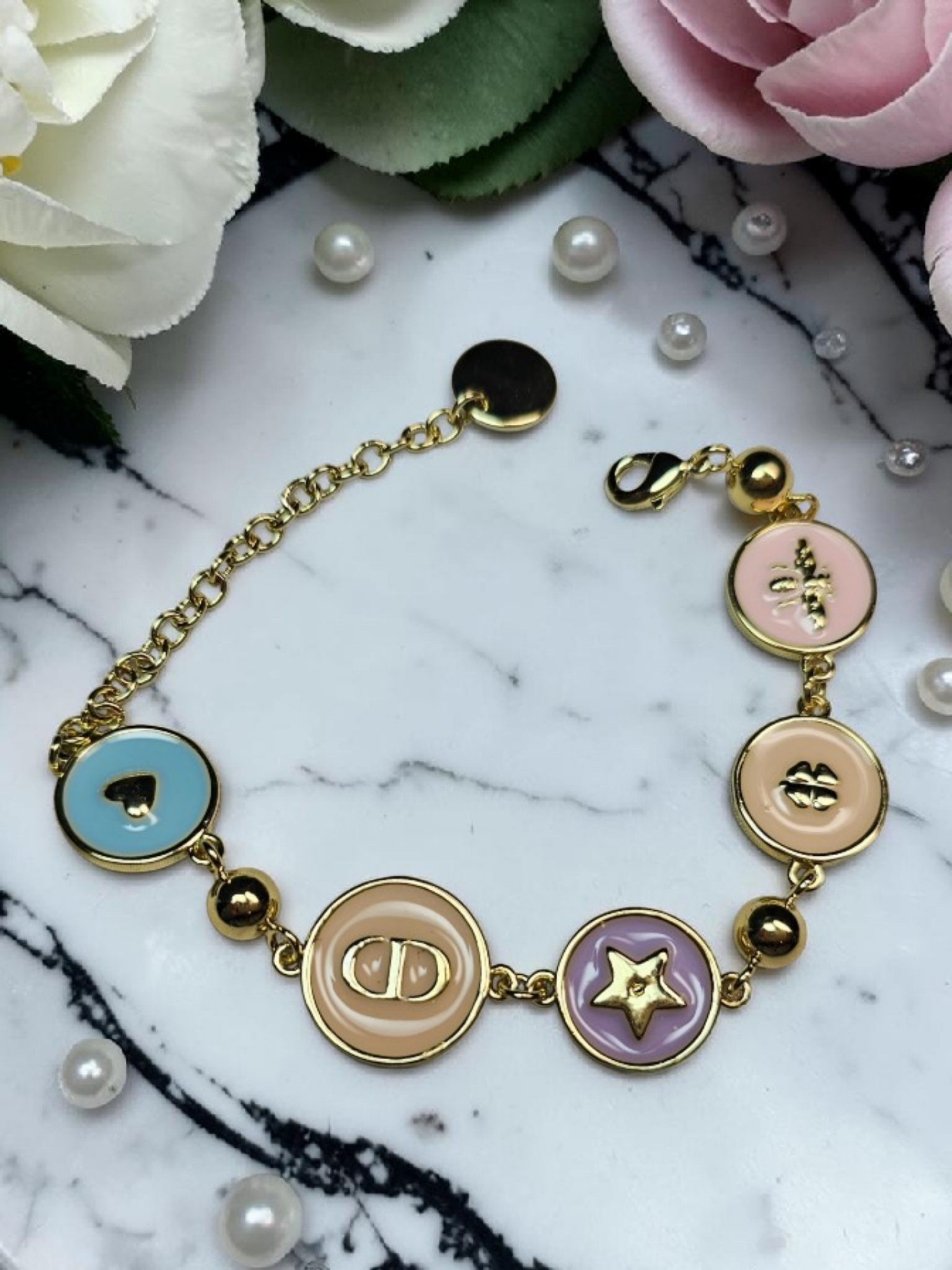 CD Logo Pastel Charm Bracelet
