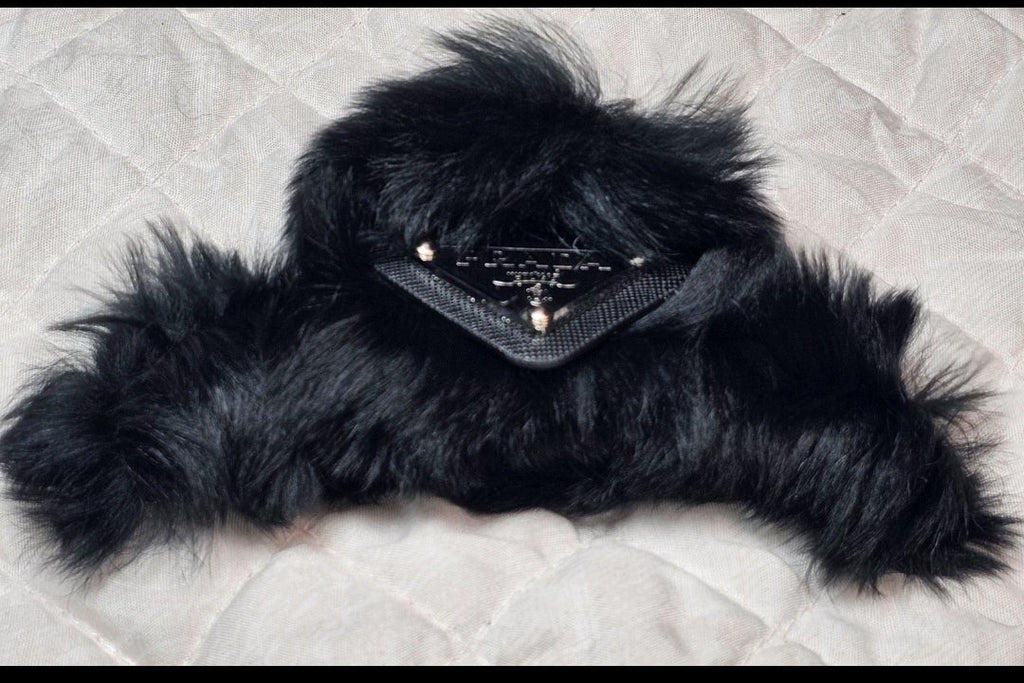 Fur Prada logo charm Hair Claw Clip