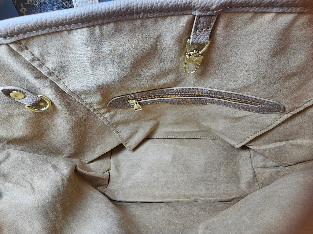Tan Logo Large Never Full Tote Bag Set full set