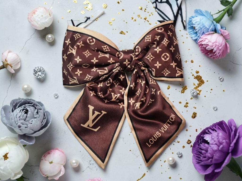 NEW LV logo Brown Monogram Hair Bow Clip