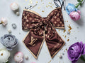 NEW LV logo Brown Monogram Hair Bow Clip