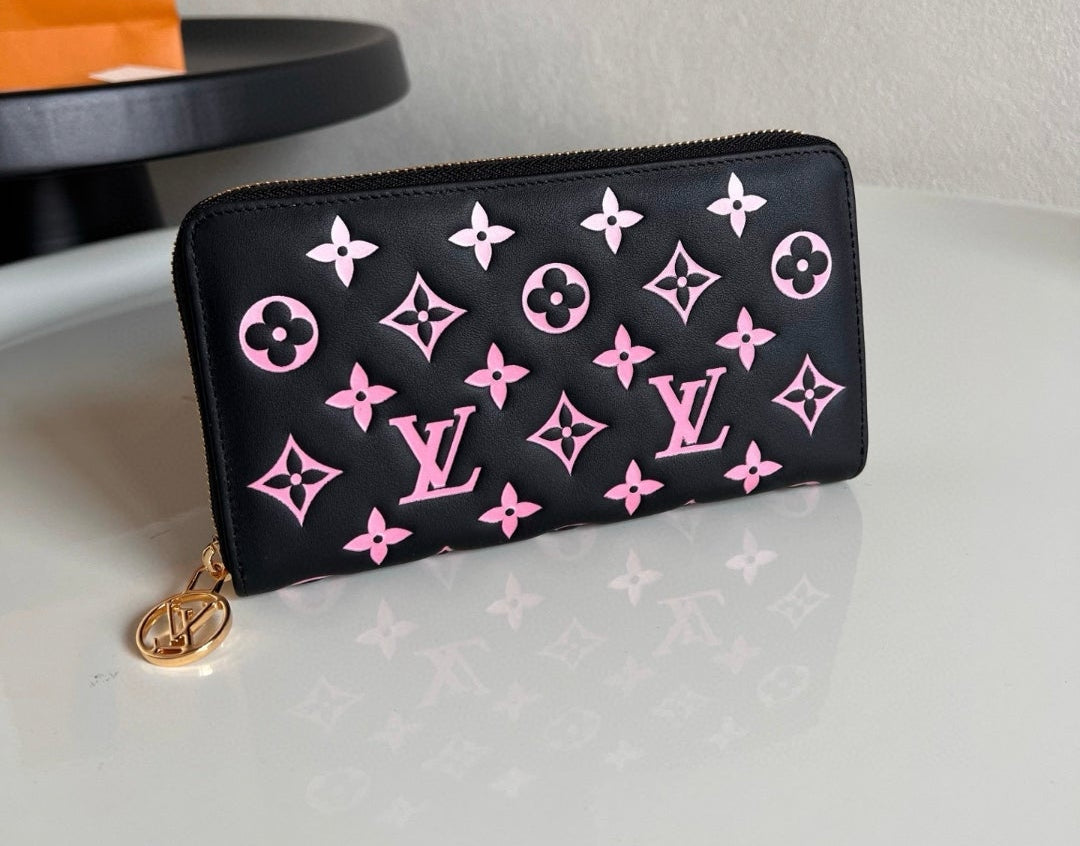 L Logo Black and Pink monogram Long Wallet