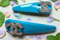 Chanel‑Inspired Ocean Blue Luxury Hair Clip Barrettes — Set of 2