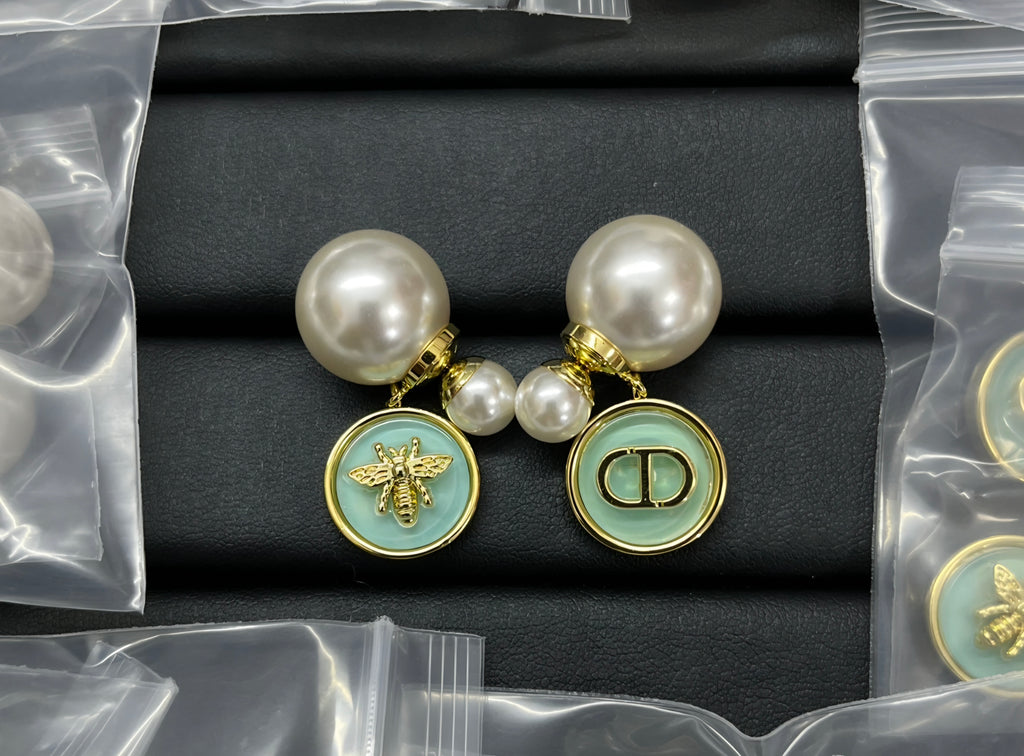 CD Logo Pierced Stud Earrings