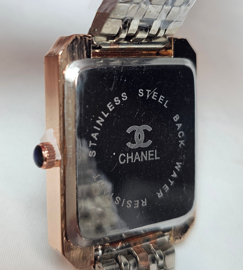 C logo Statement watch Rose Gold styling with stackable bangle Bracelet