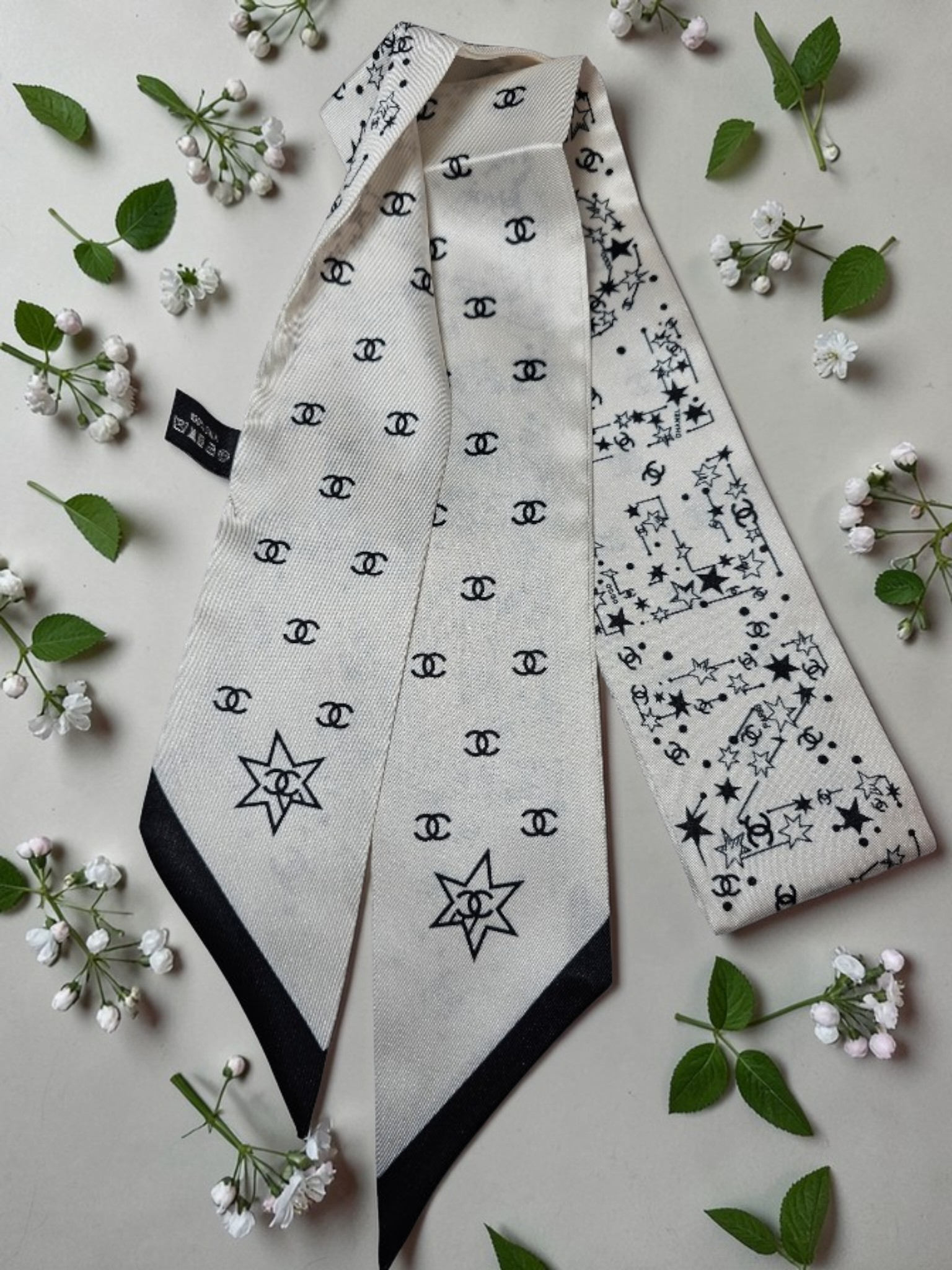 Chanel Bag/ Hair Scarf Accessory Tagged Chanel 100% Silk