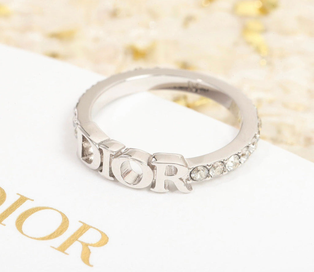 CD Logo Gemstone Band Ring