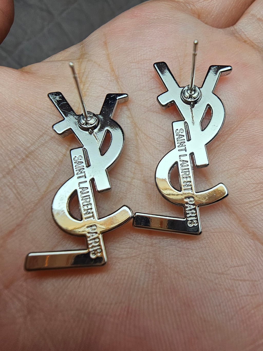 Silver Logo Charm Earrings