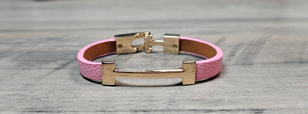 Vegan Leather H Letter style stacking Bracelet