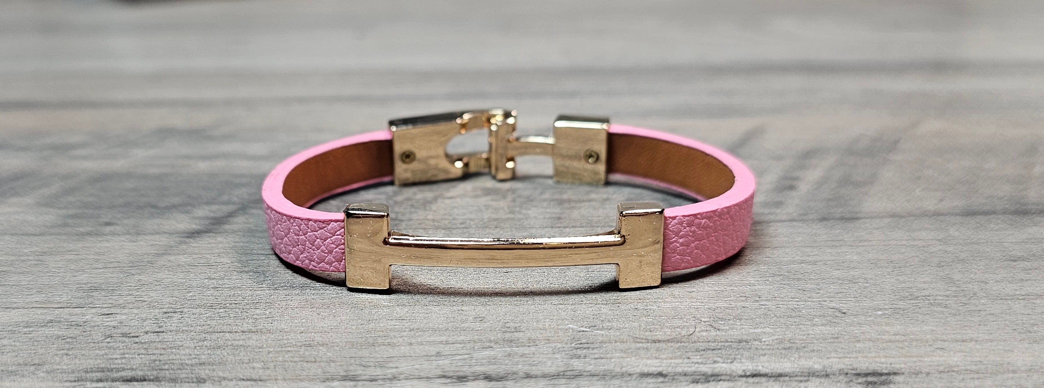 Vegan Leather H Letter style stacking Bracelet