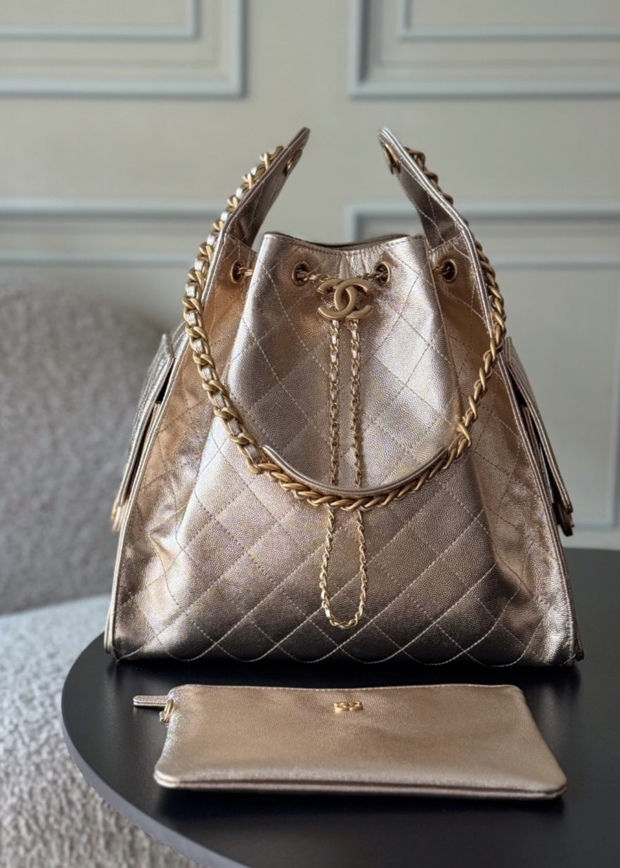 Large C Logo top level  drawsrtring Bucket Bag