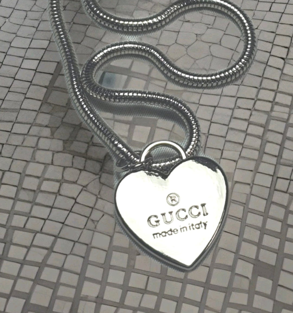 Silver Heart Charm Necklace with Silver snake chain NEW