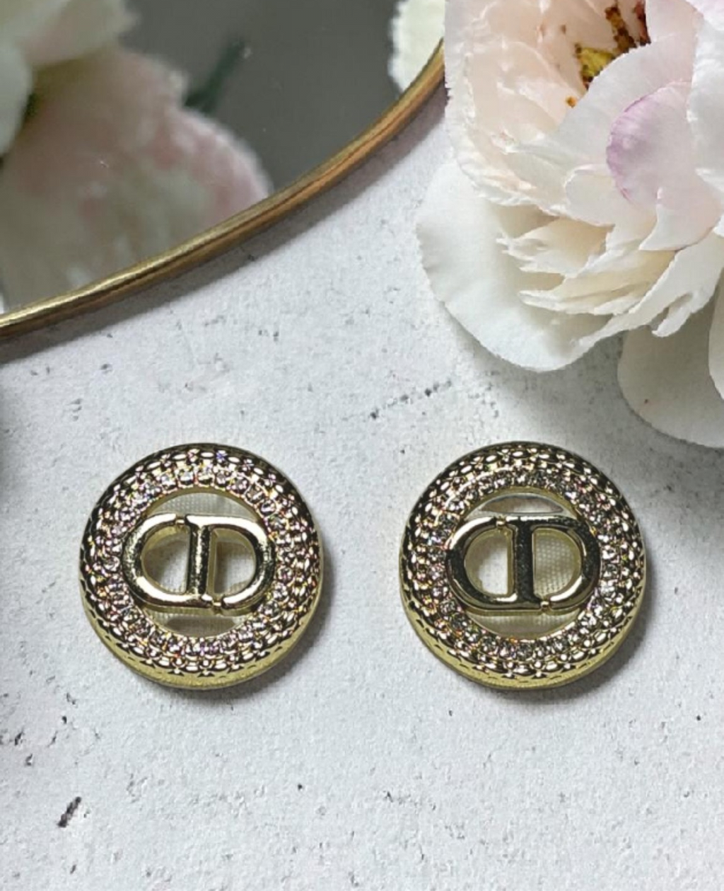 CD Gold Logo Charm Earrings