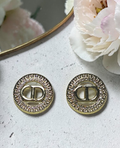 CD Gold Logo Charm Earrings