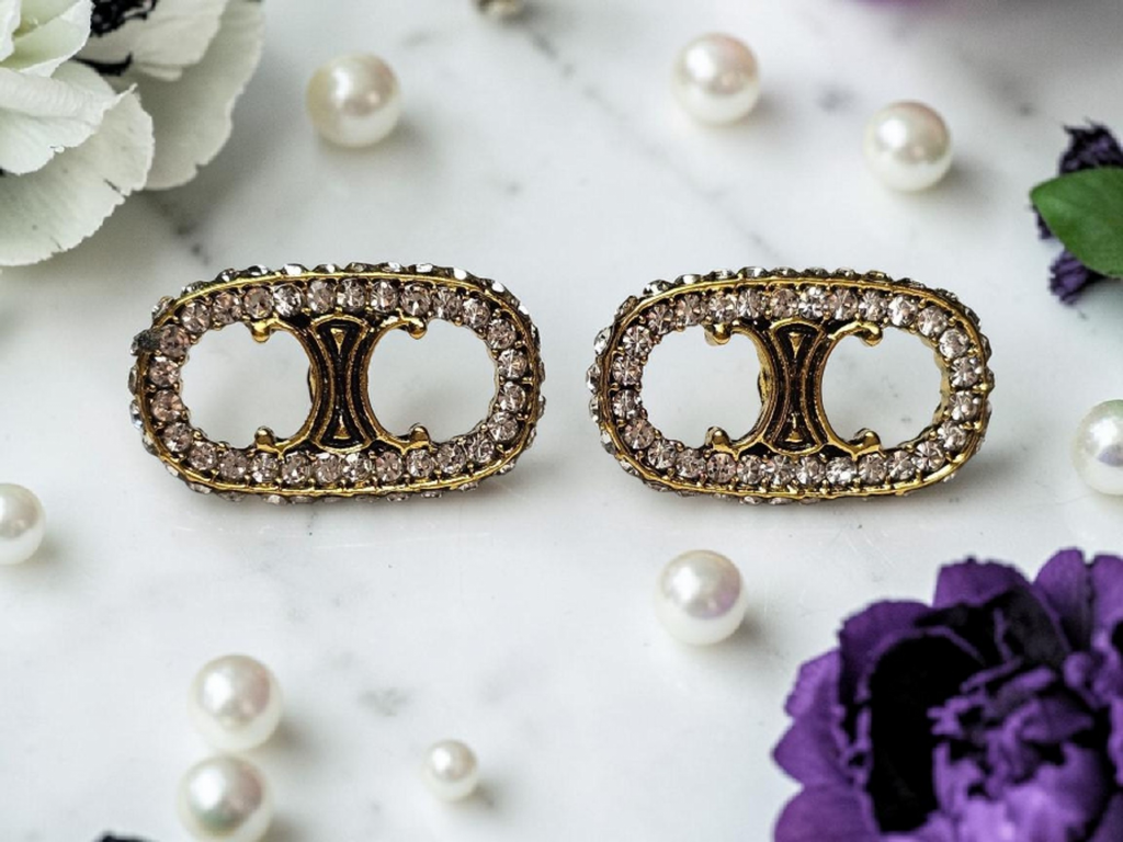 Paris Logo Earrings Pierced Studs