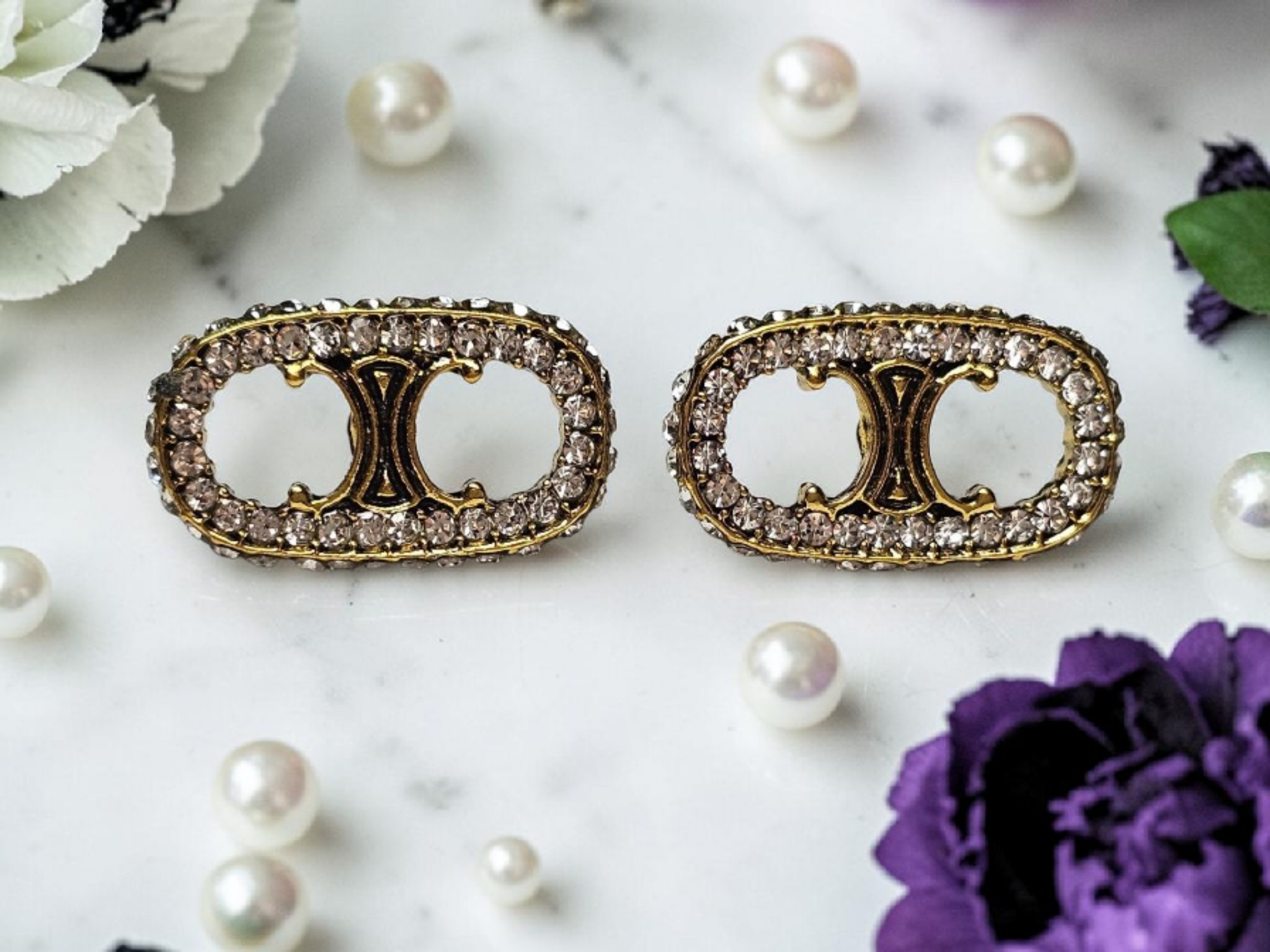 Paris Logo Earrings Pierced Studs