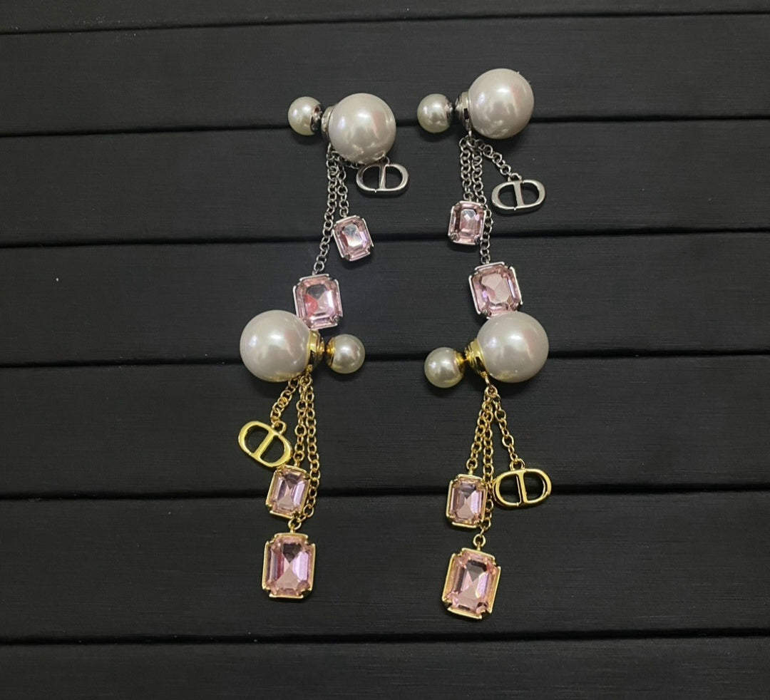 CD Logo Pierced Dangle Earrings