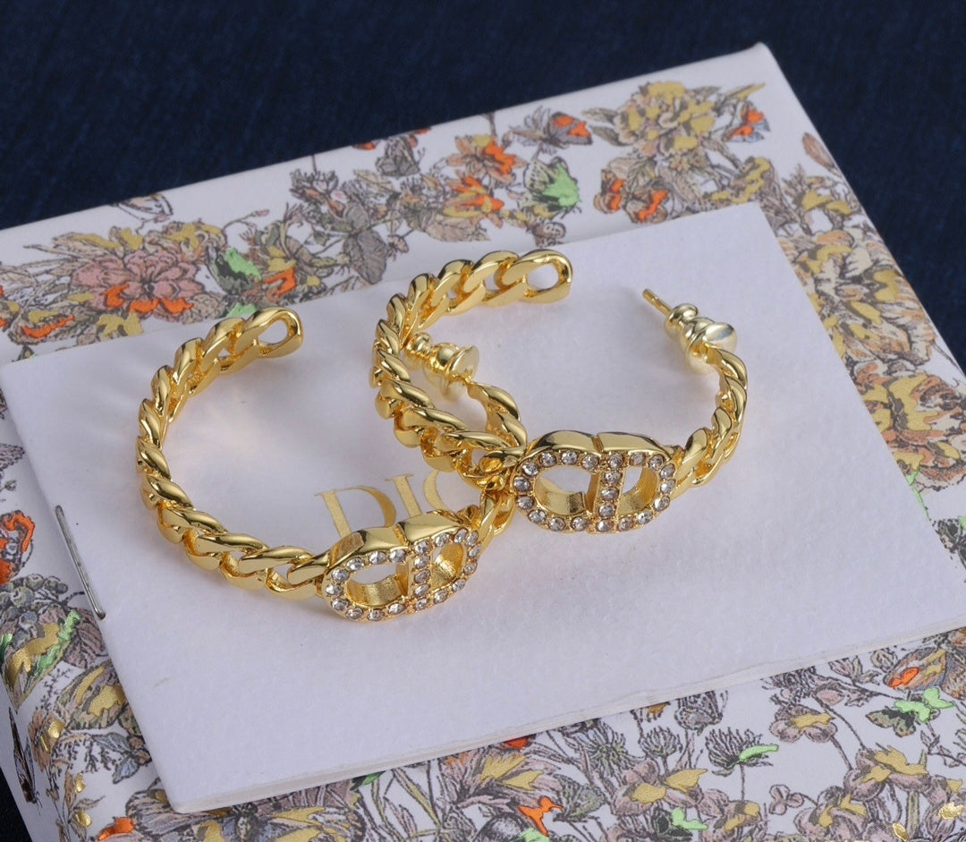 18K gold plated CD Logo Hoop Earrings
