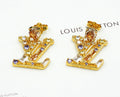 18K gold plated Gemstone Logo Dangle Earrings
