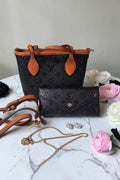 Black embossed monogram 2 pc bucket set