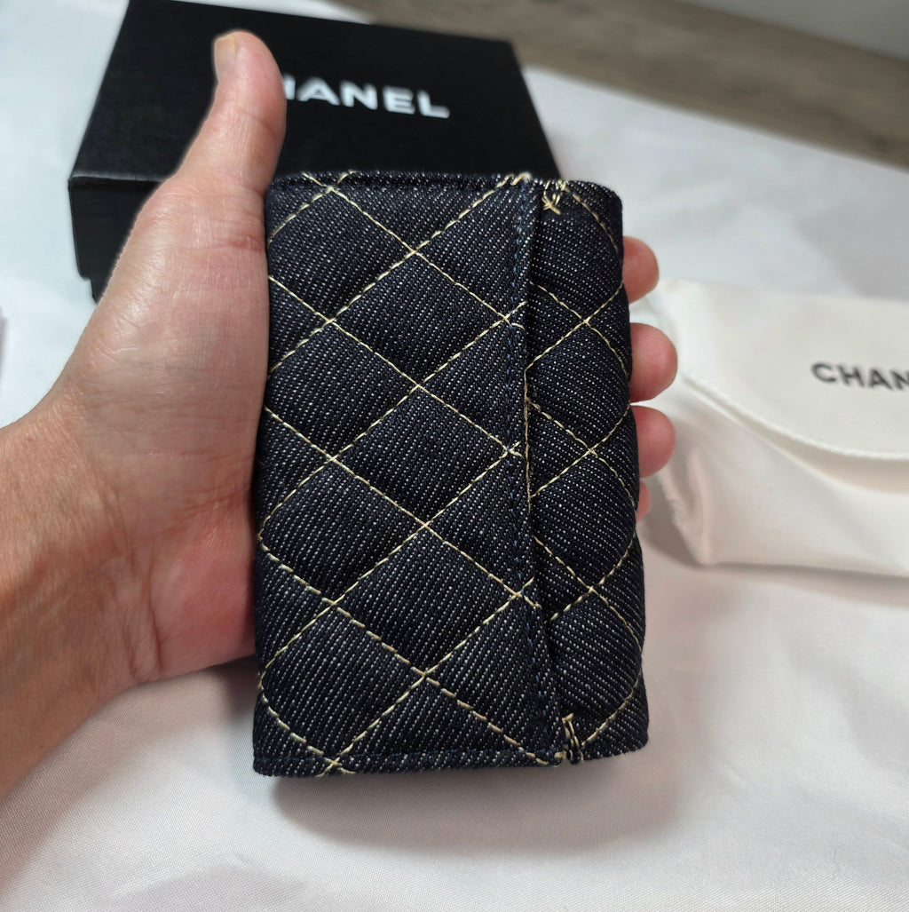 C Logo Black Wallet with Contrast Stitching