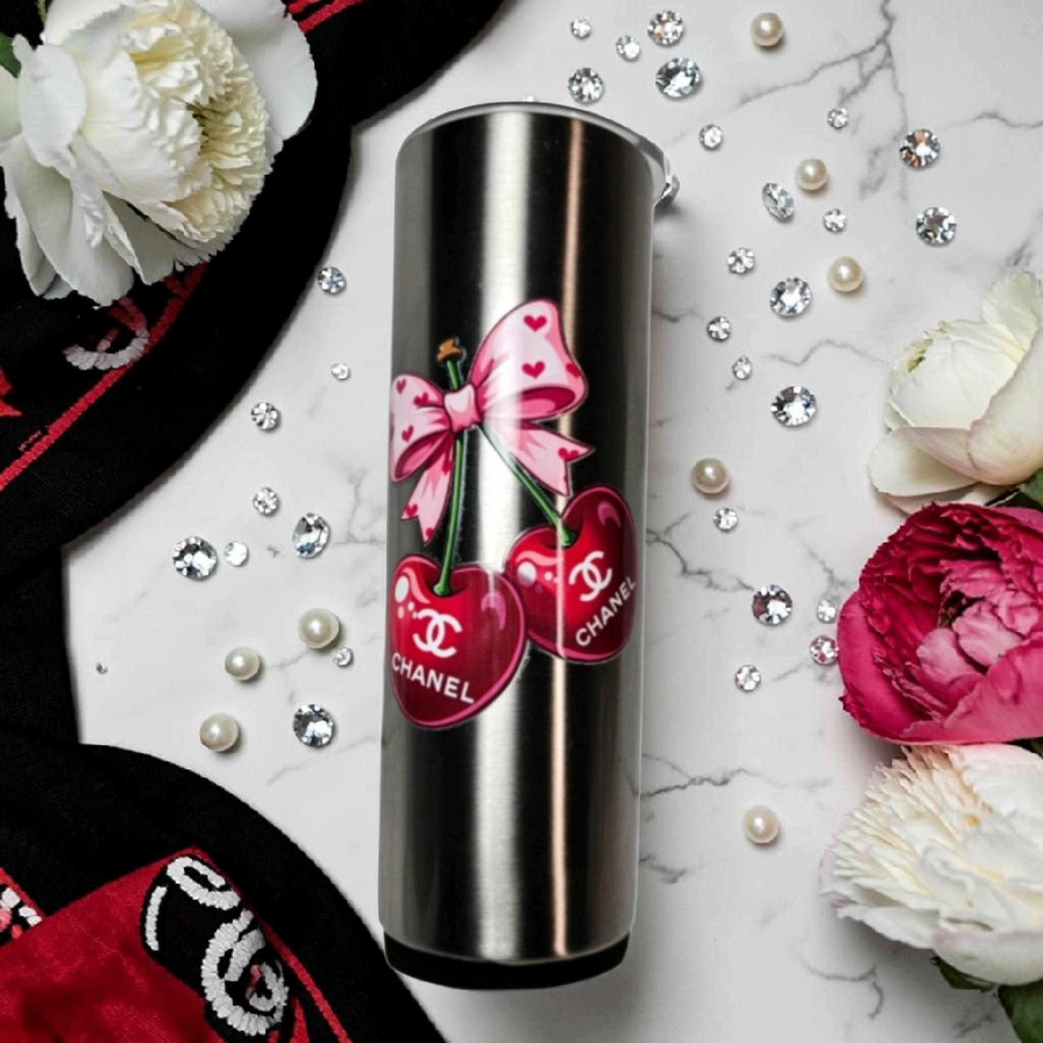 Custom designed CC Logo 🍒 Cherry Tumbler Stainless Steel