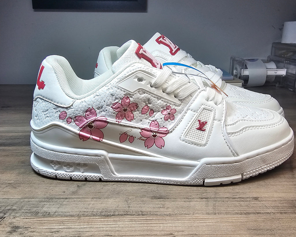 Floral logo sneakers white and pink