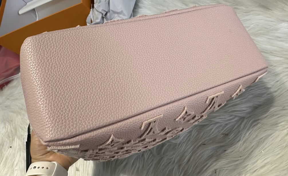 Monogram Velvet Logo Blush Pink Large Tote