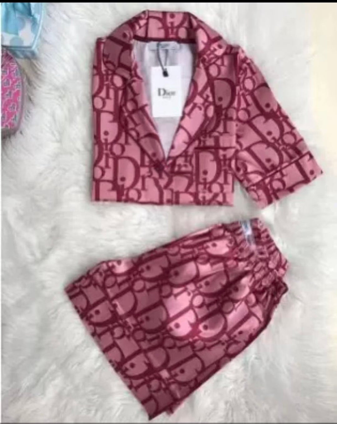 Deep Pink CD Monogram logo PJ set