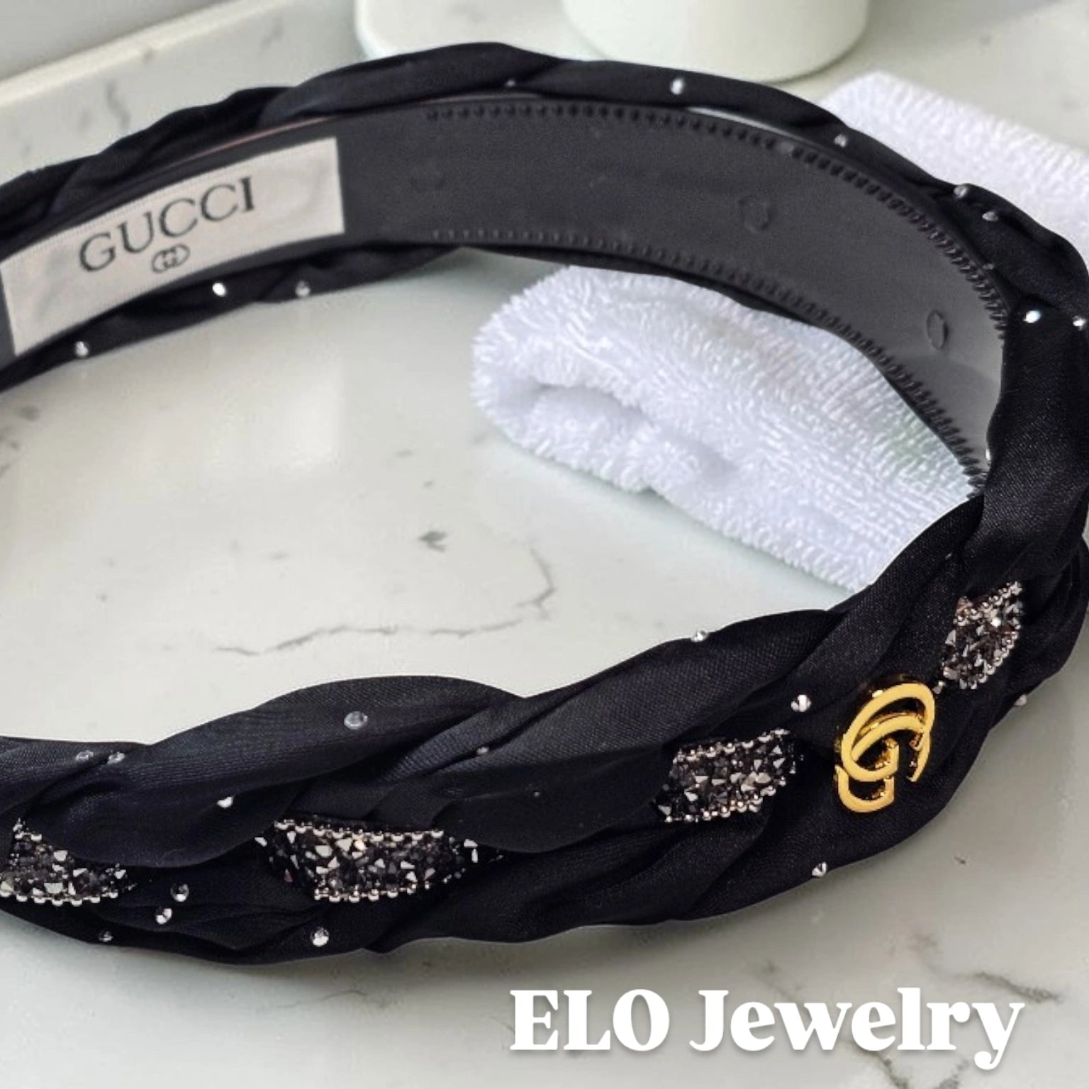 Gucci Charm Black and Silver Braided Headband