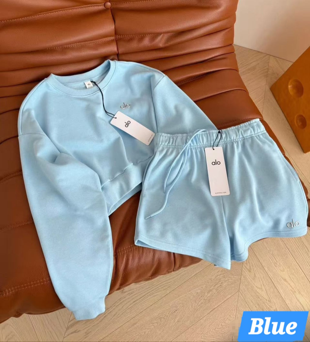 Pre-orders A Cropped sweatshirt and shorts set NWT.                                5 colors Available