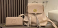 G logo Monochrome Beige Backpack and Wallet Set