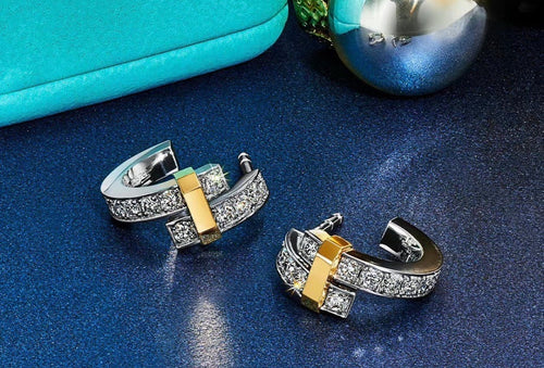 18K Gold Plated And Silver Logo Hoop Earrings