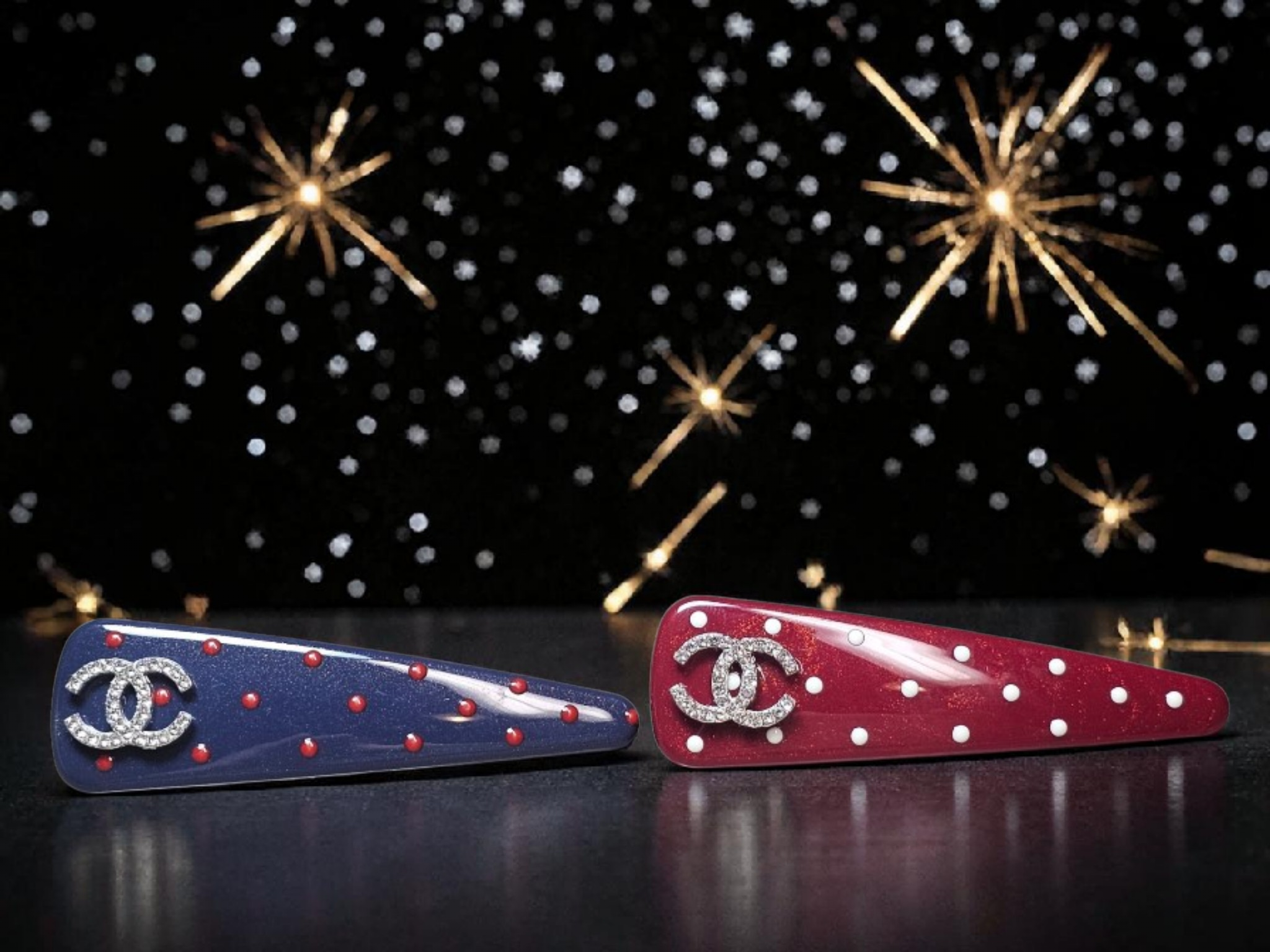 Red, White, and Blue Hair Barrettes set of 2