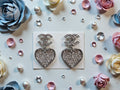 18K White Gold plated CC Logo Drop Hearts