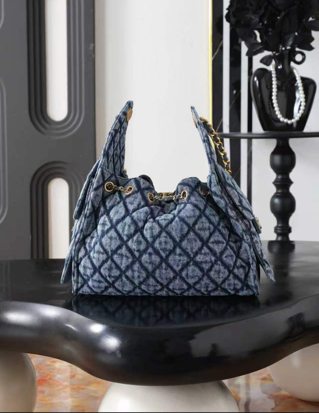 C Logo Luxury Dark Denim Bag