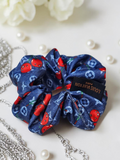 Cherry Louis Logo Silk Scrunchie Blue