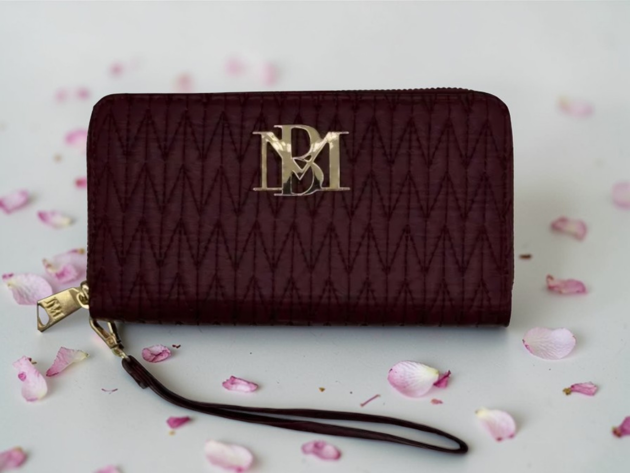 Badgley Mischka Quilted Vegan Leather Wallet in Deep Wine/Plum — NWT