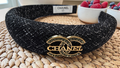 Chanel logo charm Black Denim Headband