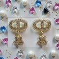18K gold plated CD Logo Dangle Earrings