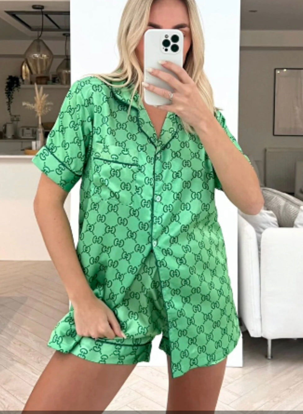 Green G Logo Monogram logo PJ set