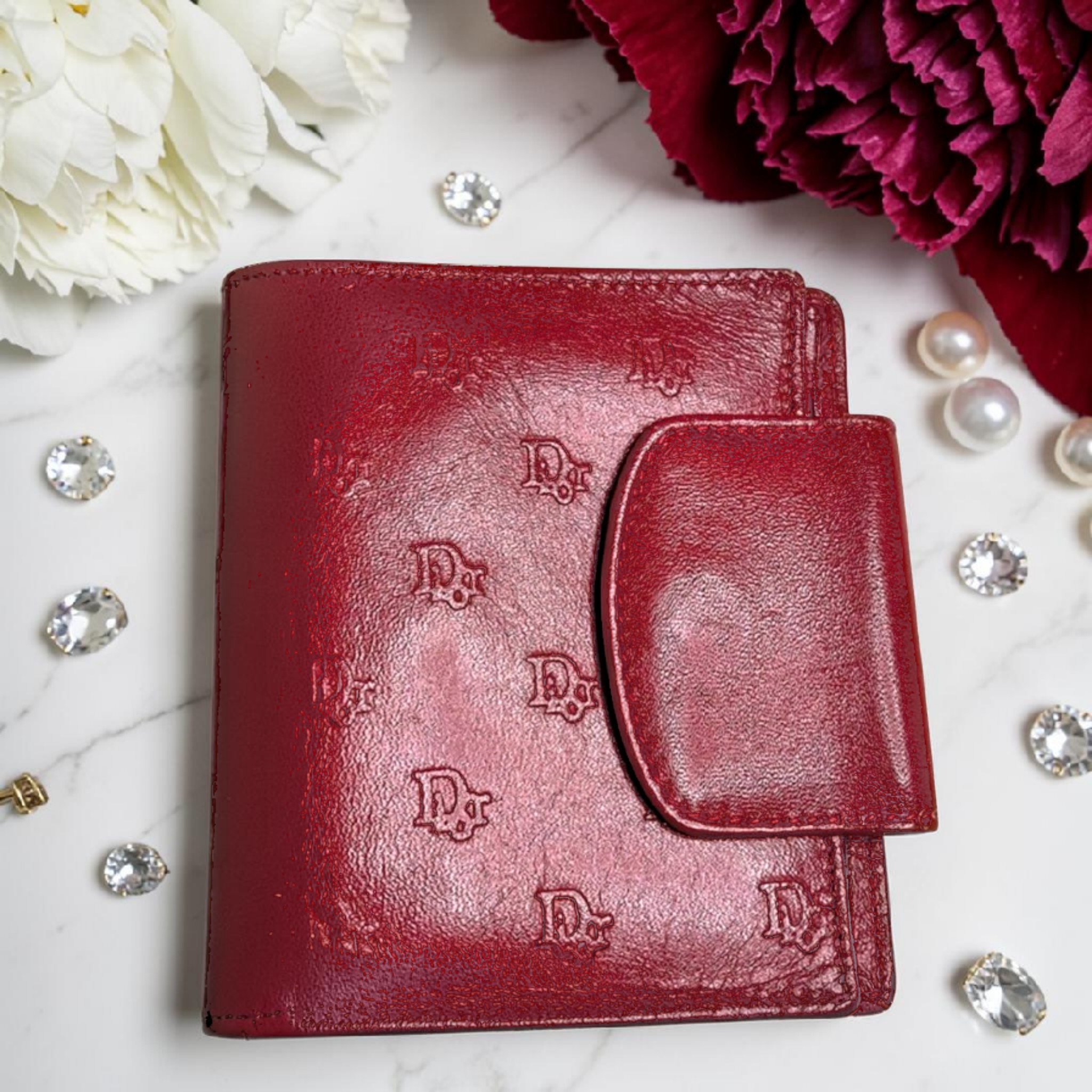 Boutique Red Leather Trifold Short Wallet — Like New